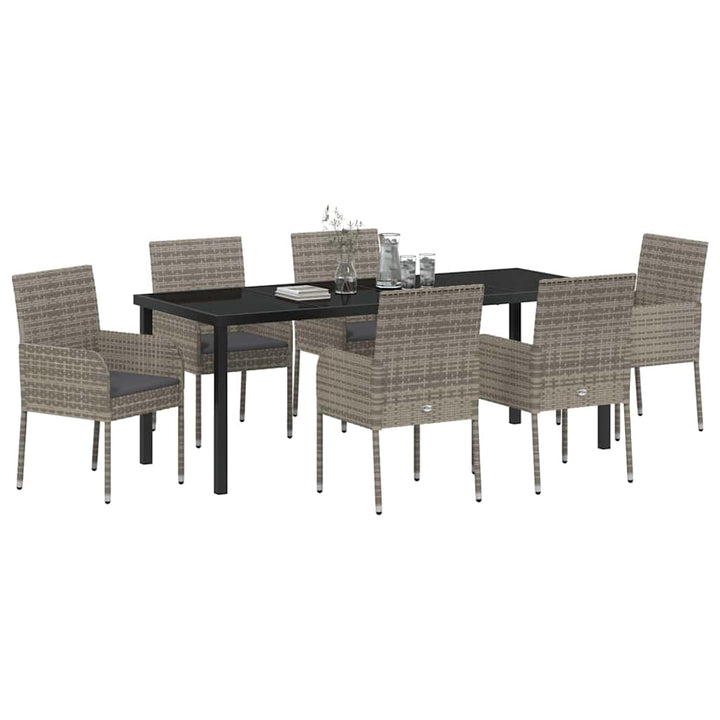 Have Spisebordssæt med pude 7 pcs Grå polyrattan