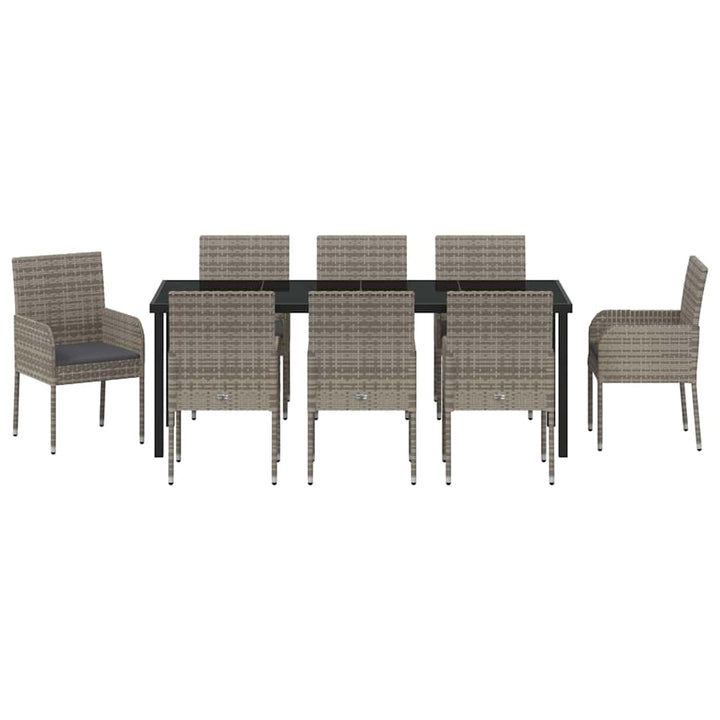 Have Spisebordssæt med pude 9 pcs Grå polyrattan