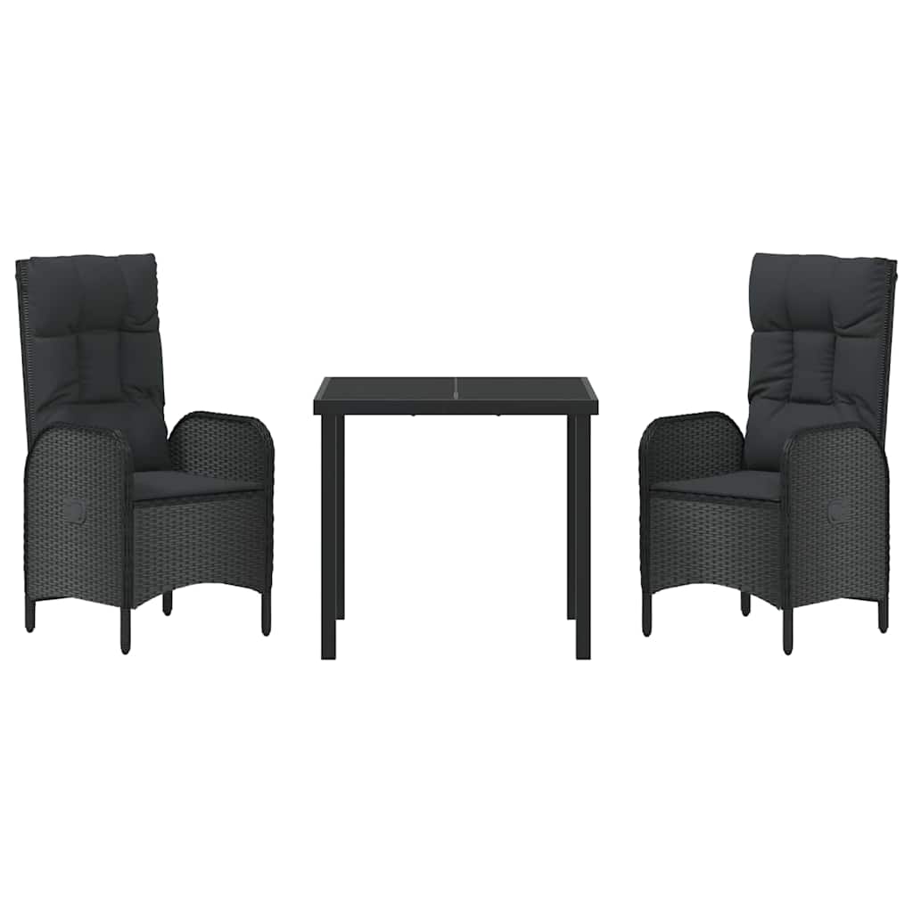 Have Spisebordssæt med pude 3 pcs Sort polyrattan
