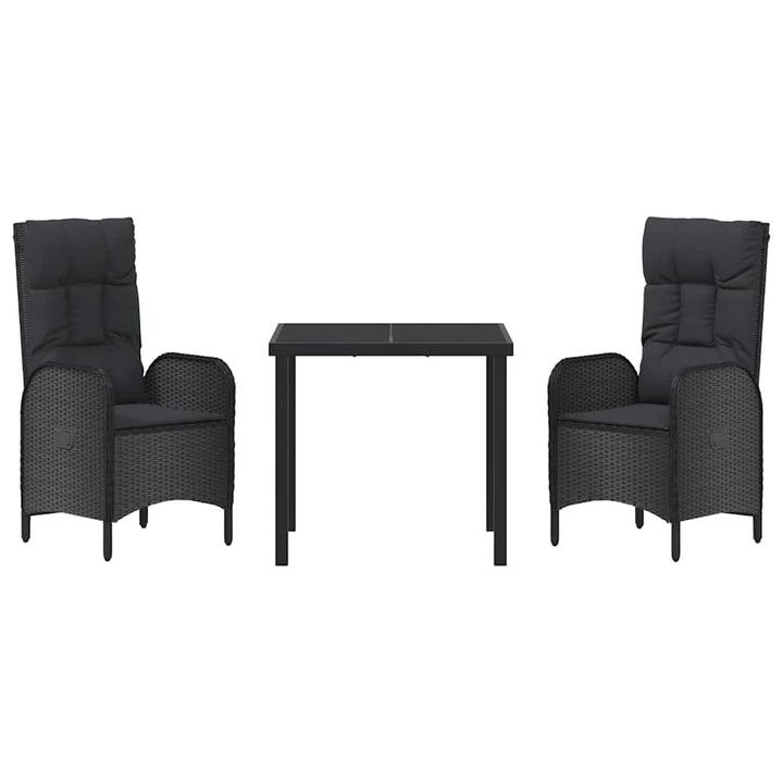 Have Spisebordssæt med pude 3 pcs Sort polyrattan