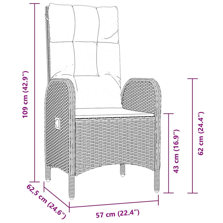 Have Spisebordssæt med pude 3 pcs Sort polyrattan