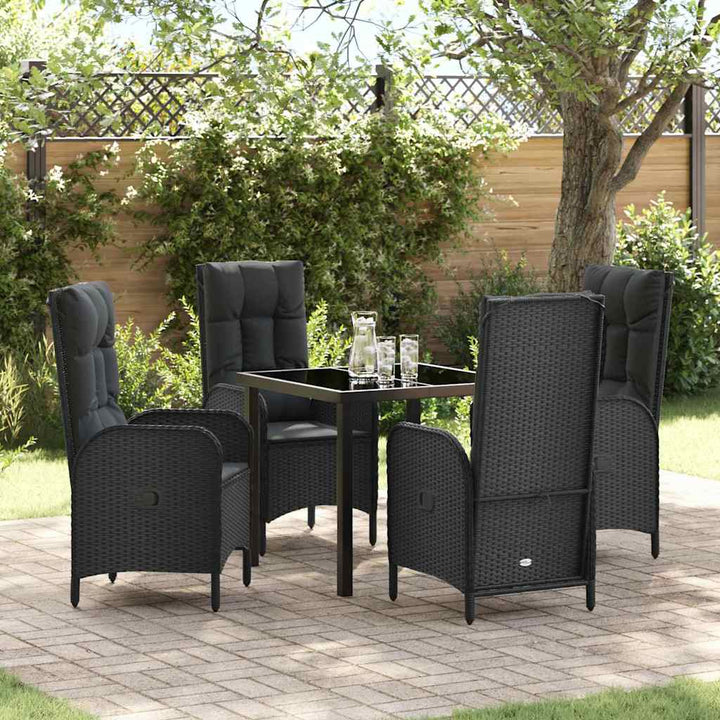 Have Spisebordssæt med pude 5 pcs Sort polyrattan