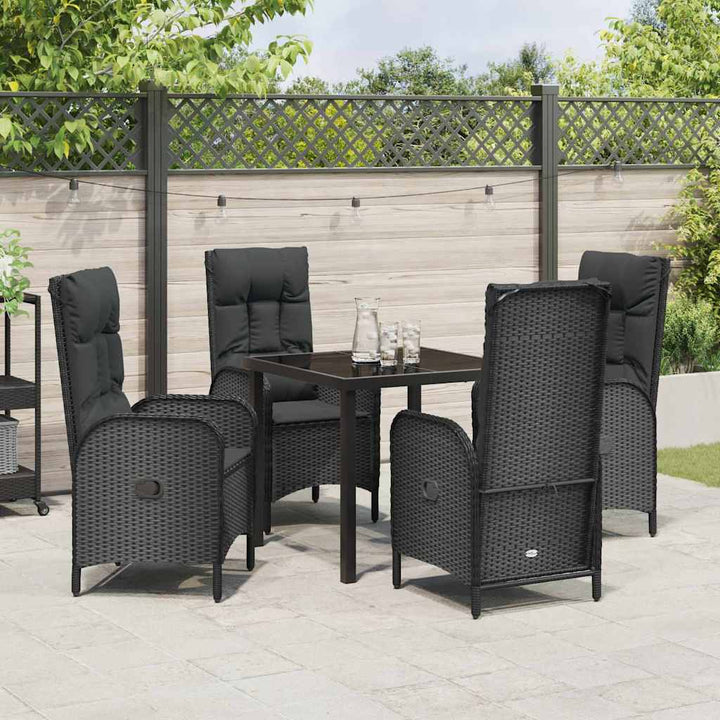 Have Spisebordssæt med pude 5 pcs Sort polyrattan