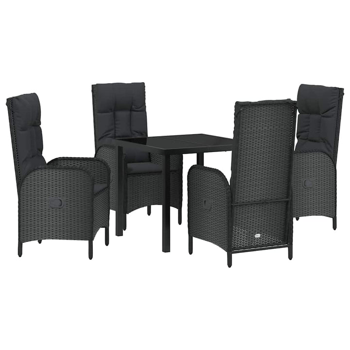 Have Spisebordssæt med pude 5 pcs Sort polyrattan