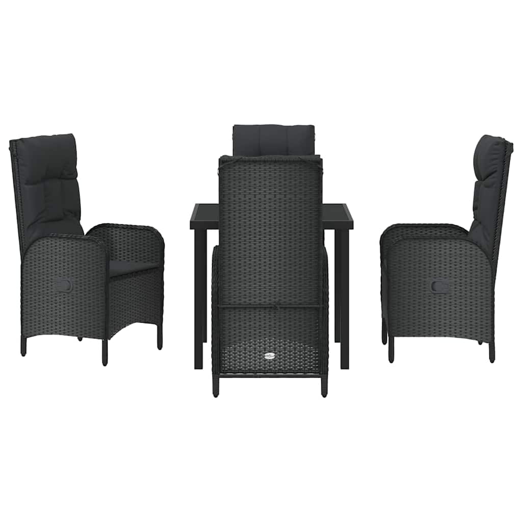 Have Spisebordssæt med pude 5 pcs Sort polyrattan