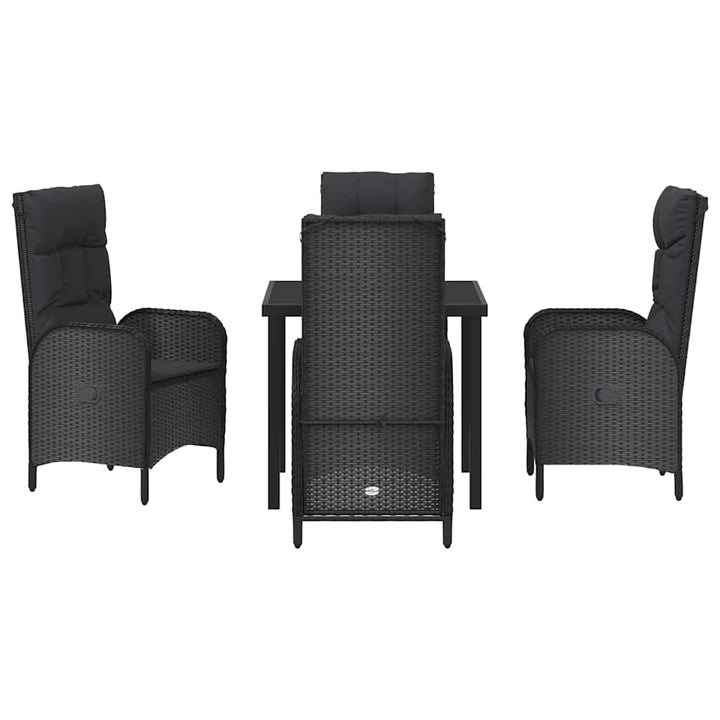 Have Spisebordssæt med pude 5 pcs Sort polyrattan
