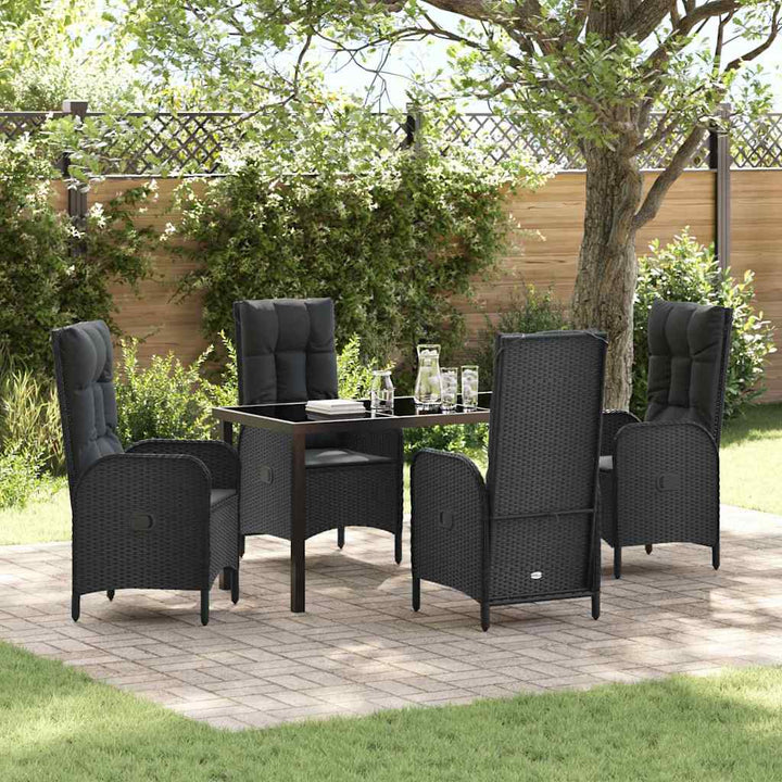 Have Spisebordssæt med pude 5 pcs Sort polyrattan