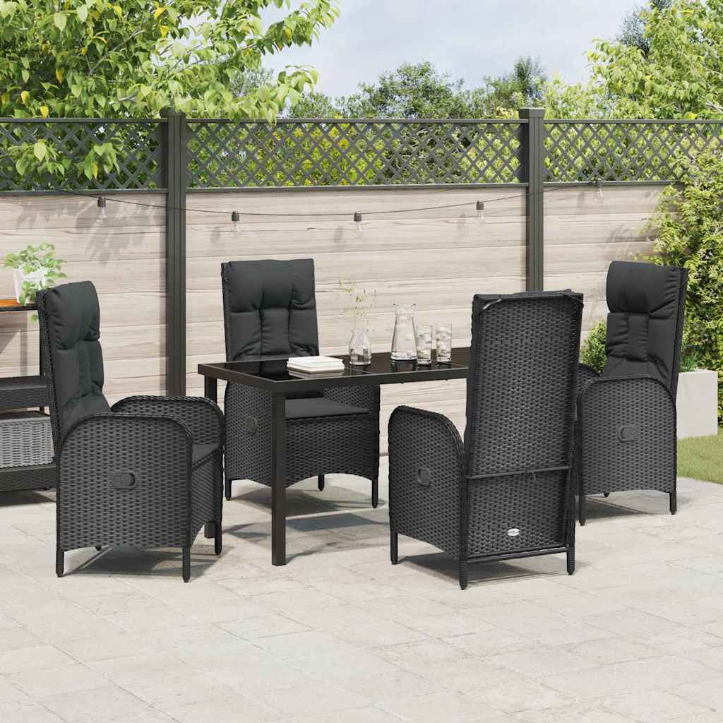 Have Spisebordssæt med pude 5 pcs Sort polyrattan