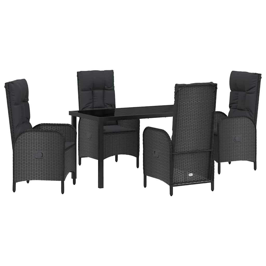 Have Spisebordssæt med pude 5 pcs Sort polyrattan