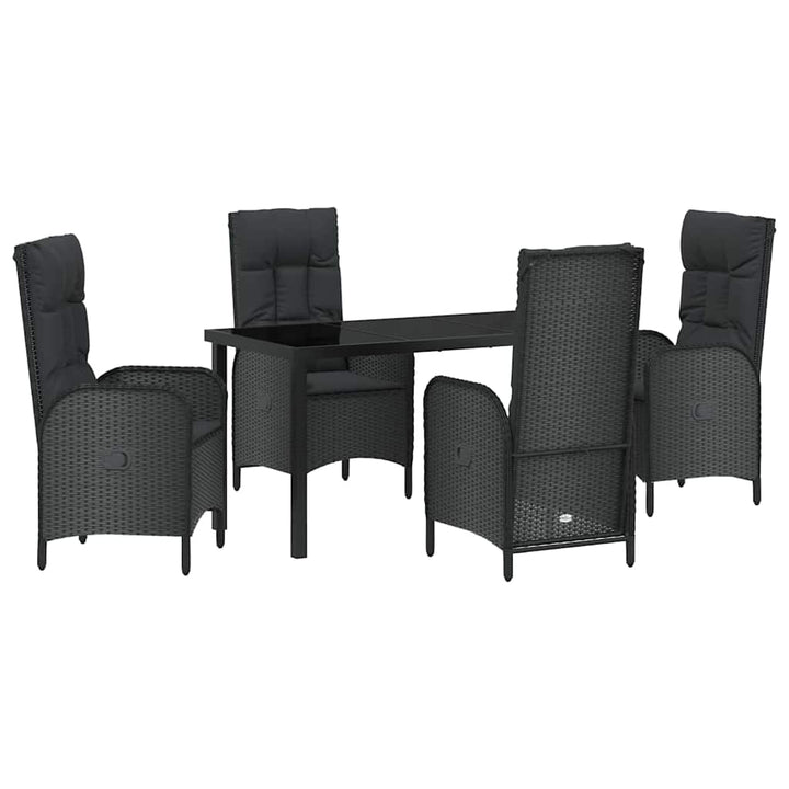 Have Spisebordssæt med pude 5 pcs Sort polyrattan