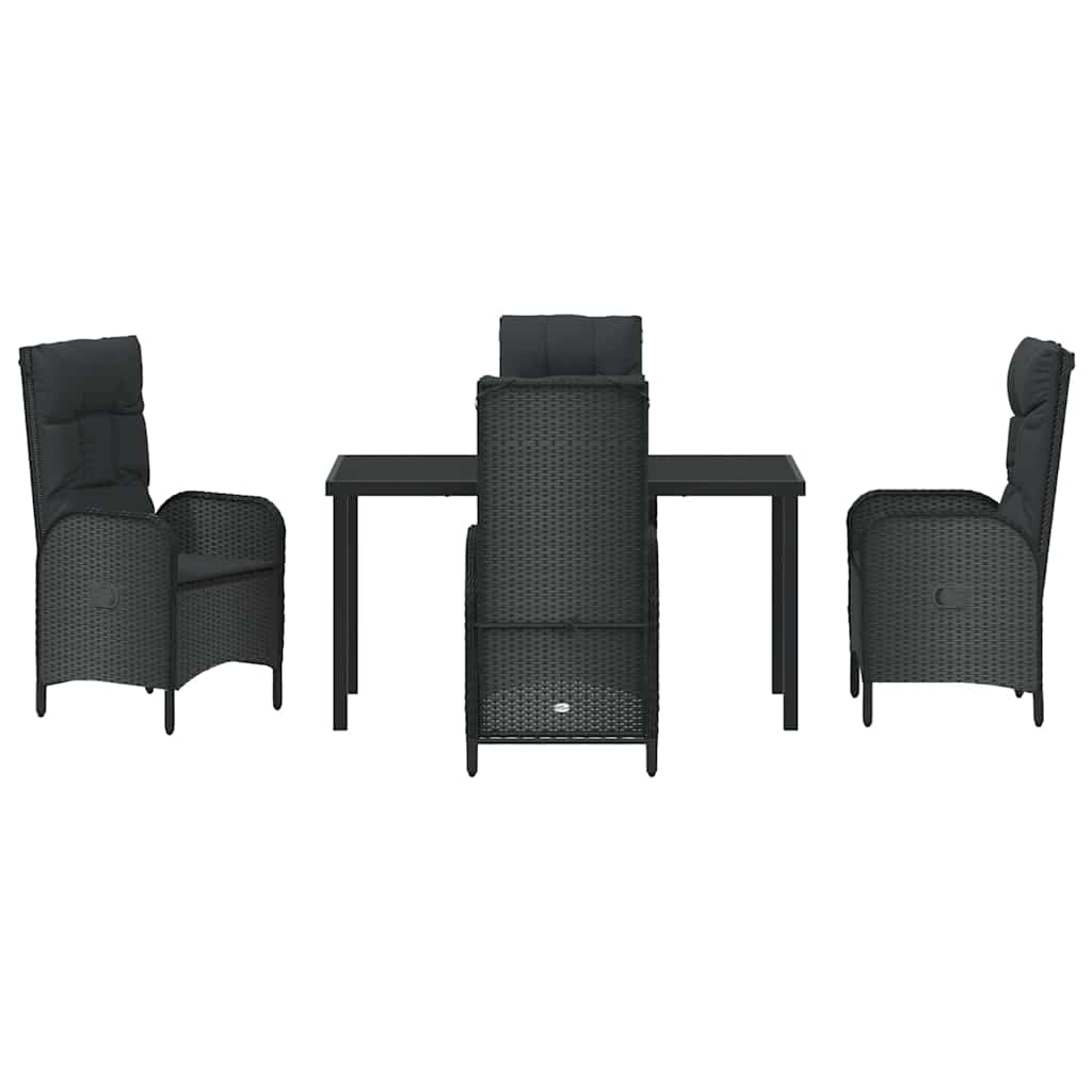 Have Spisebordssæt med pude 5 pcs Sort polyrattan
