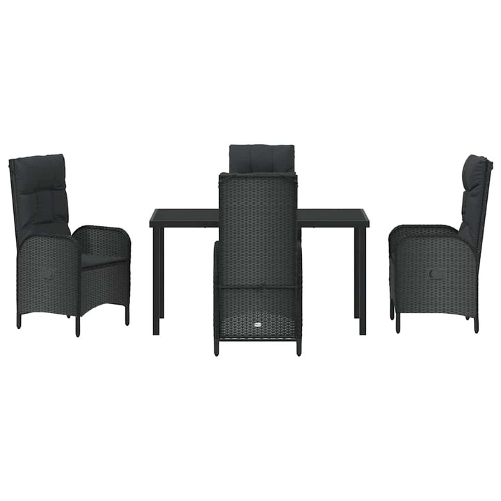 Have Spisebordssæt med pude 5 pcs Sort polyrattan