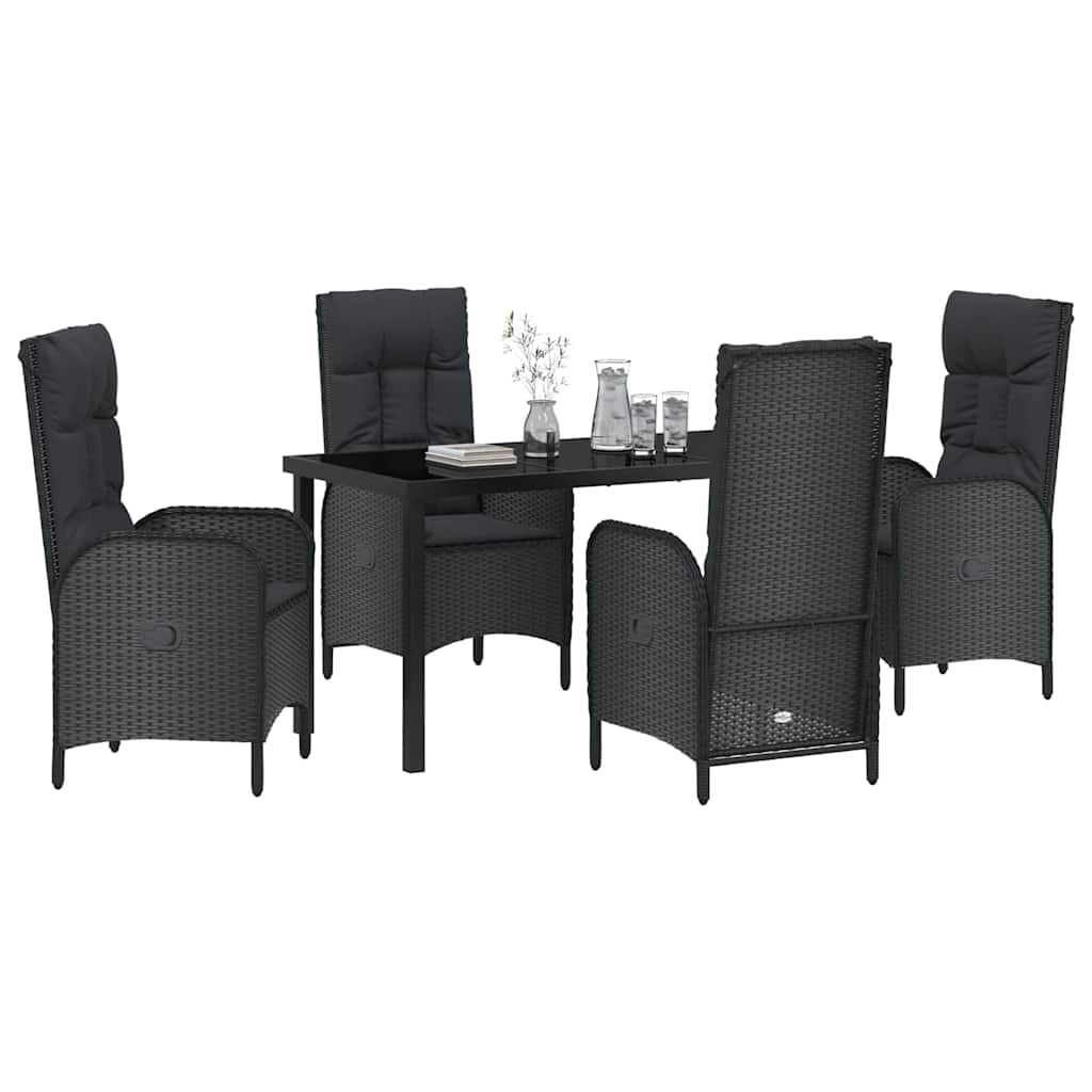 Have Spisebordssæt med pude 5 pcs Sort polyrattan