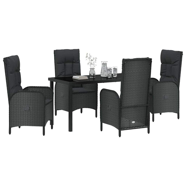Have Spisebordssæt med pude 5 pcs Sort polyrattan