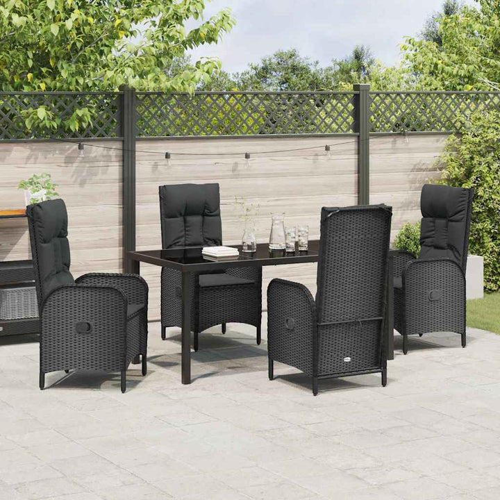 Have Spisebordssæt med pude 5 pcs Sort polyrattan