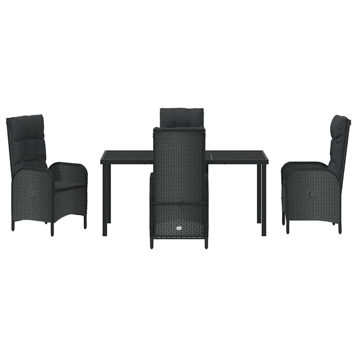 Have Spisebordssæt med pude 5 pcs Sort polyrattan