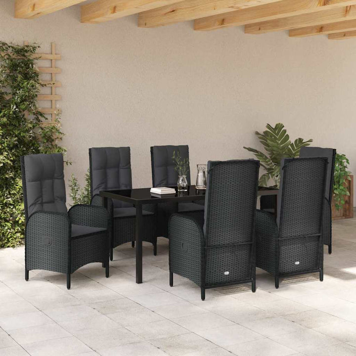 Have Spisebordssæt med pude 7 pcs Sort polyrattan
