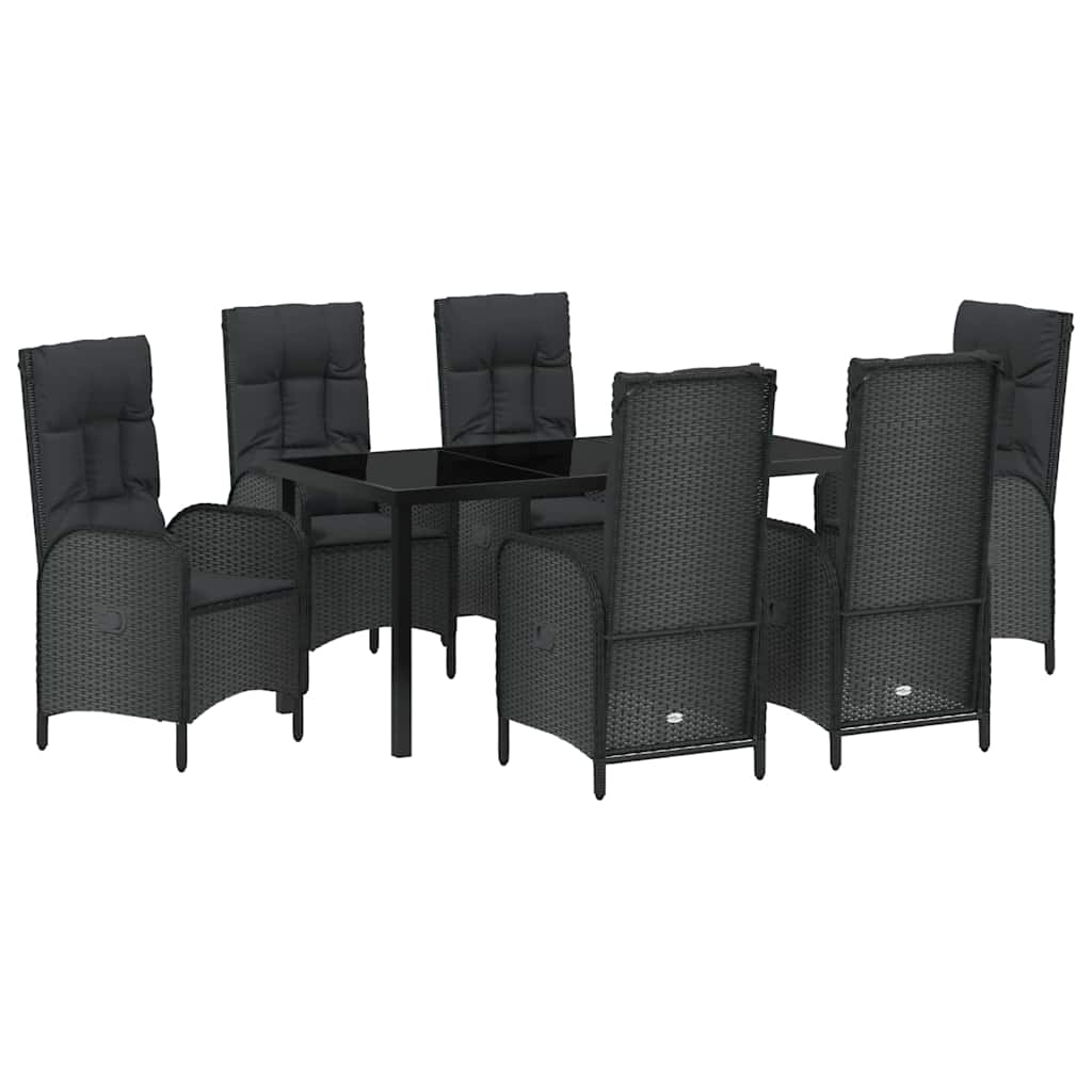 Have Spisebordssæt med pude 7 pcs Sort polyrattan