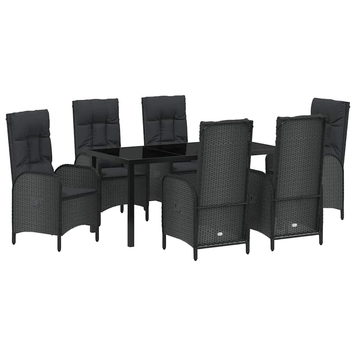 Have Spisebordssæt med pude 7 pcs Sort polyrattan