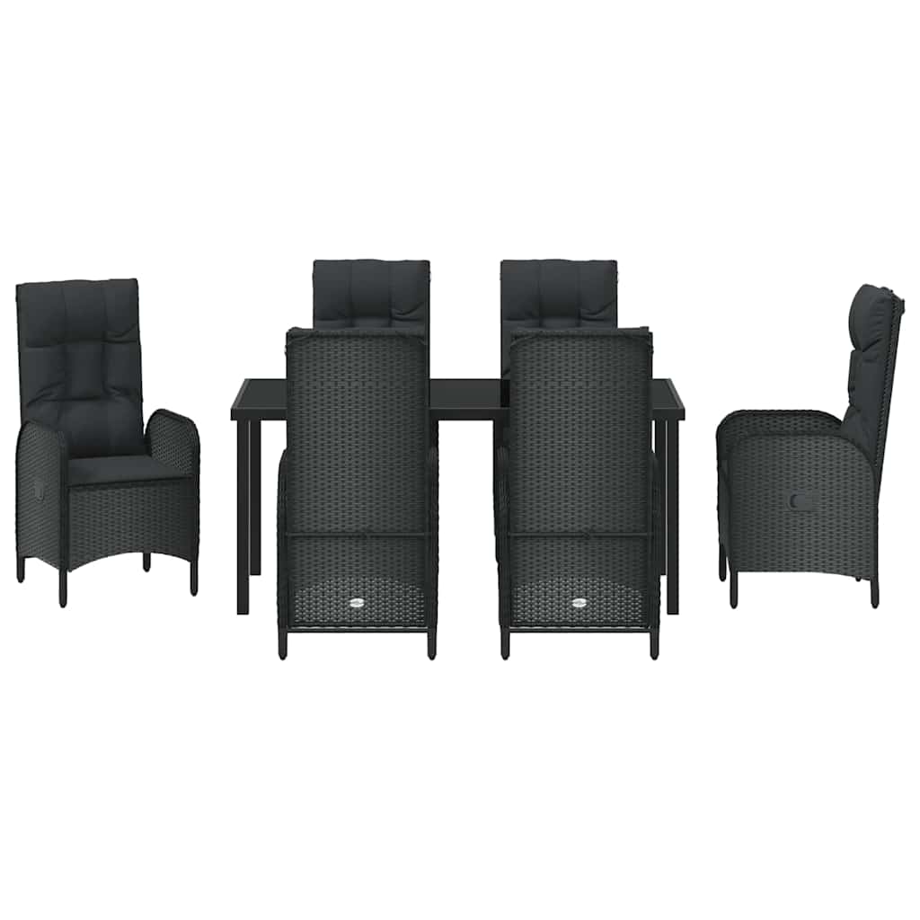 Have Spisebordssæt med pude 7 pcs Sort polyrattan