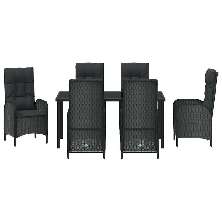 Have Spisebordssæt med pude 7 pcs Sort polyrattan