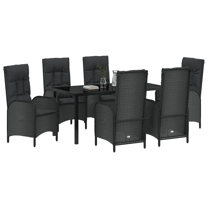 Have Spisebordssæt med pude 7 pcs Sort polyrattan
