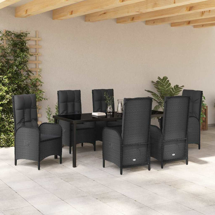 Have Spisebordssæt med pude 7 pcs Sort polyrattan