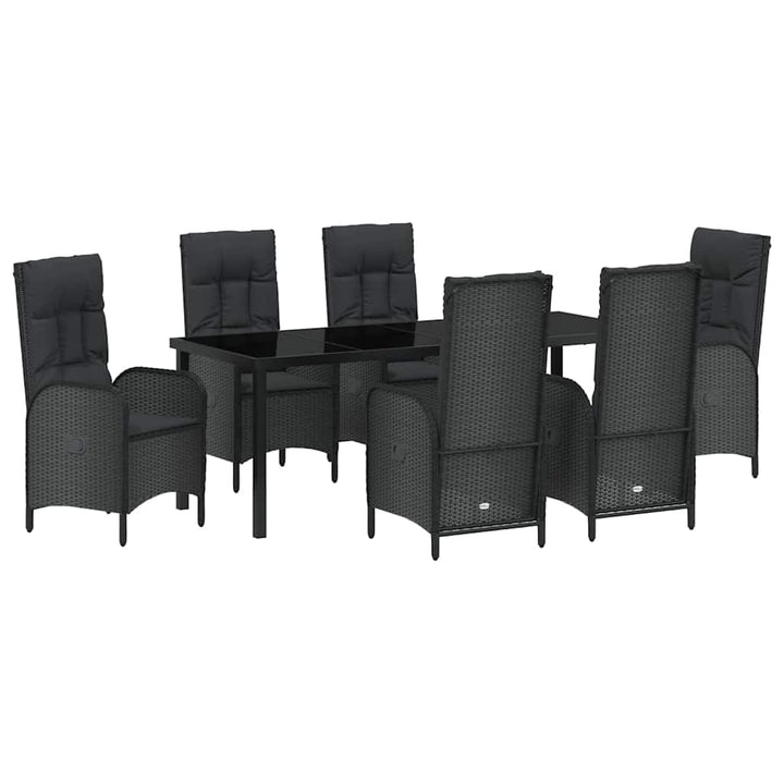 Have Spisebordssæt med pude 7 pcs Sort polyrattan
