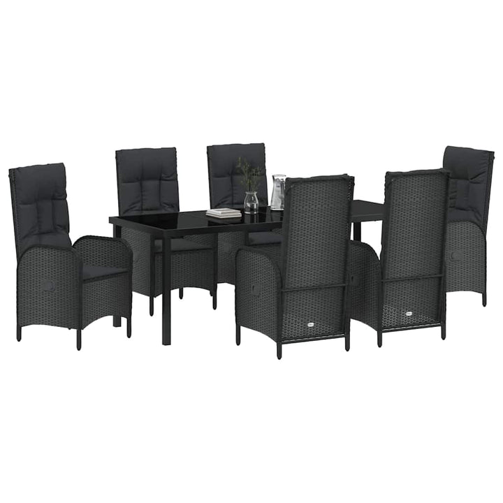 Have Spisebordssæt med pude 7 pcs Sort polyrattan
