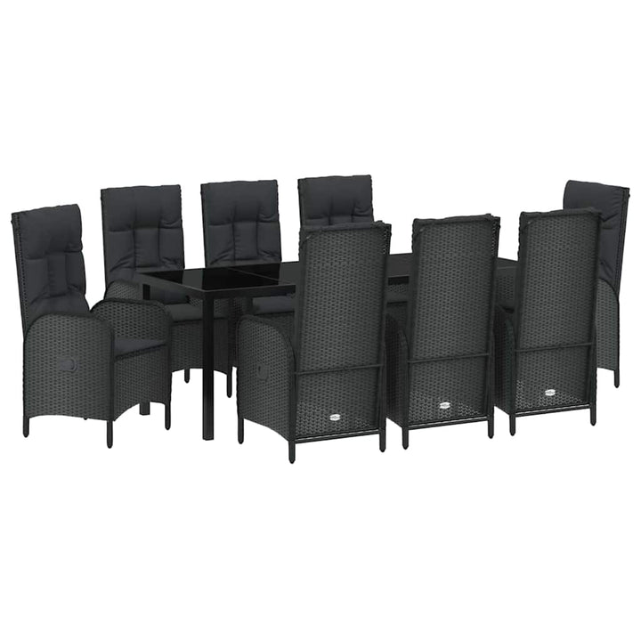 Have Spisebordssæt med pude 9 pcs Sort polyrattan