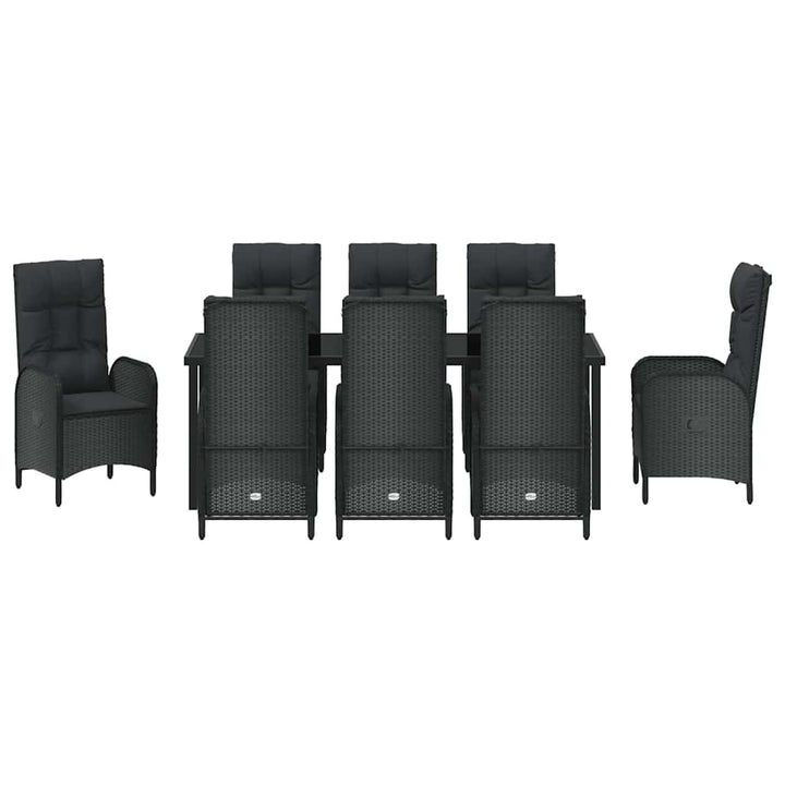 Have Spisebordssæt med pude 9 pcs Sort polyrattan