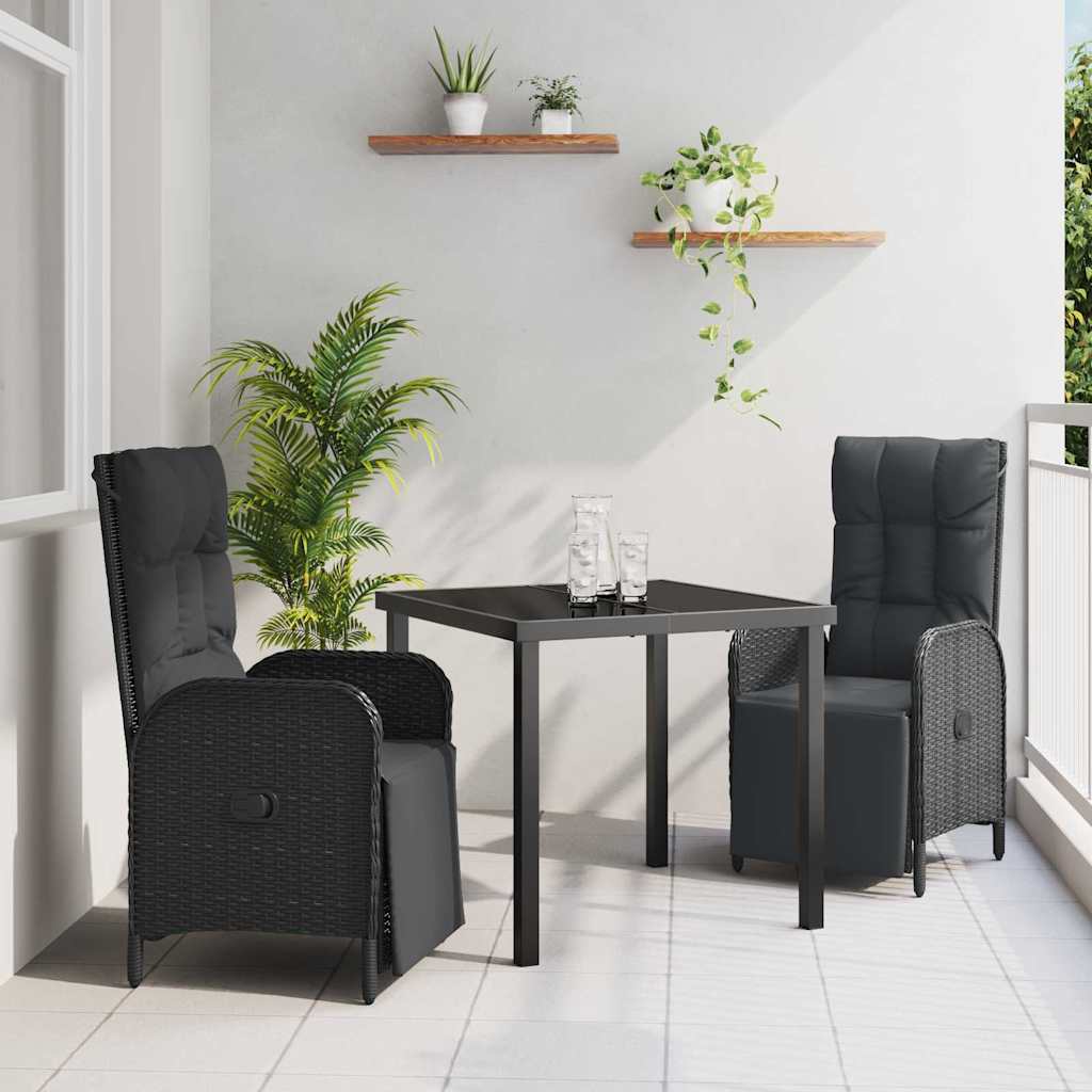 Have Spisebordssæt med pude 3 pcs Sort polyrattan