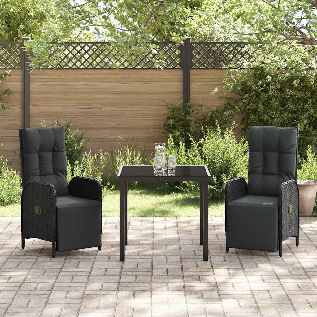 Have Spisebordssæt med pude 3 pcs Sort polyrattan