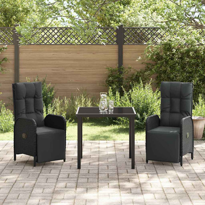 Have Spisebordssæt med pude 3 pcs Sort polyrattan