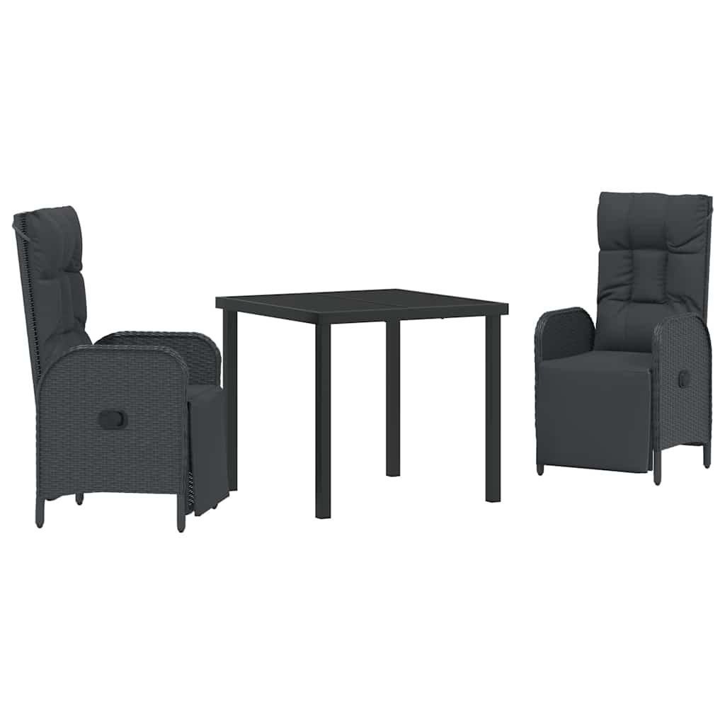 Have Spisebordssæt med pude 3 pcs Sort polyrattan