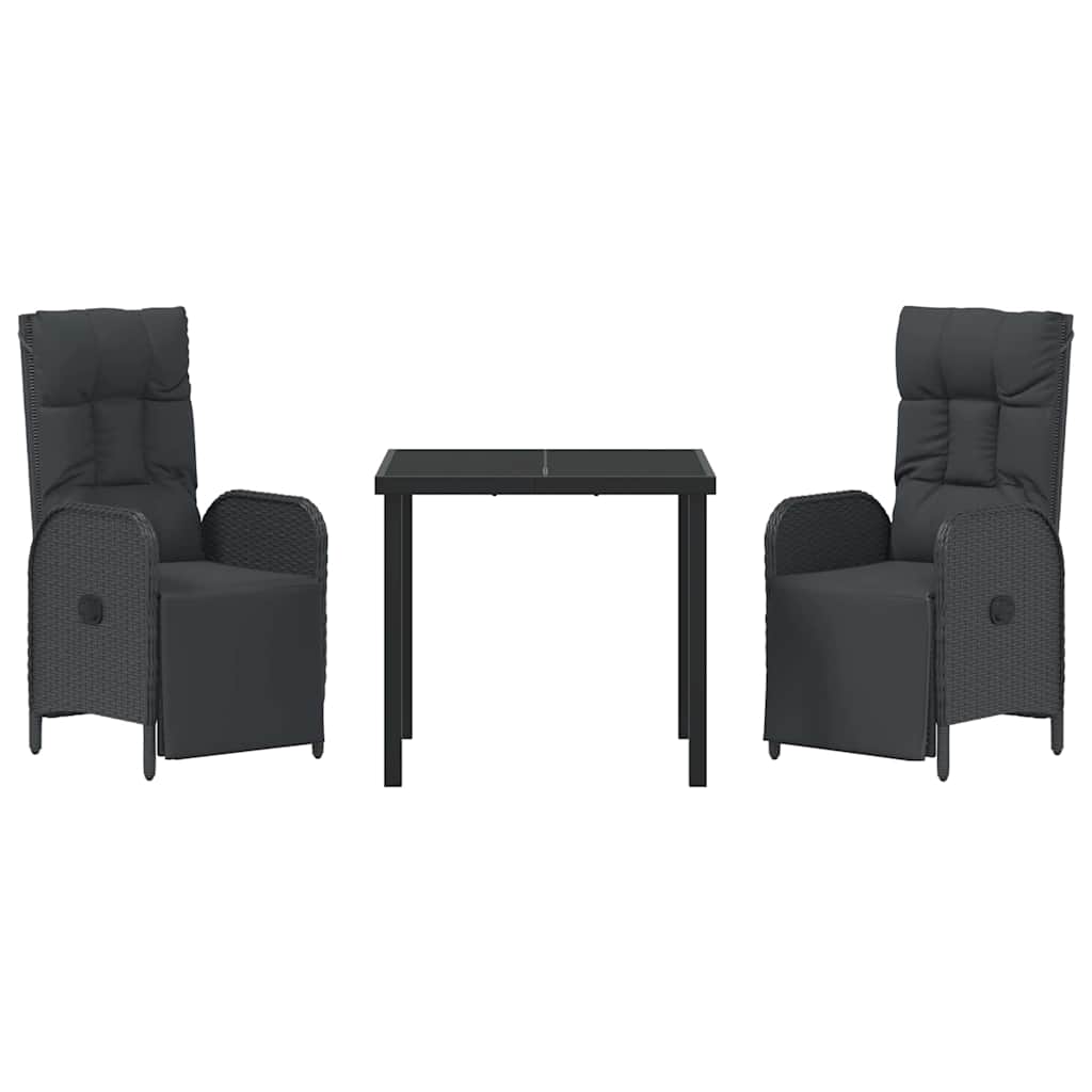 Have Spisebordssæt med pude 3 pcs Sort polyrattan