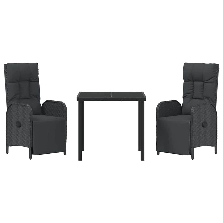 Have Spisebordssæt med pude 3 pcs Sort polyrattan