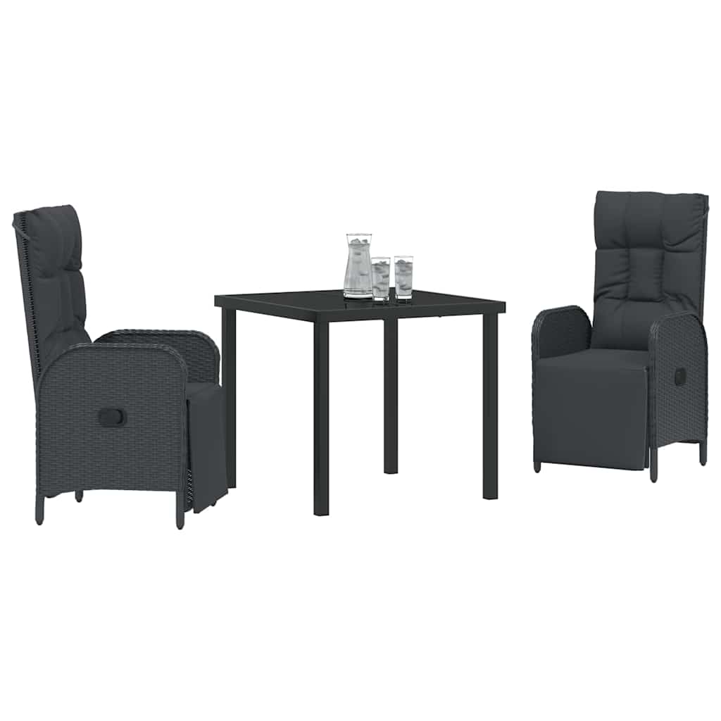 Have Spisebordssæt med pude 3 pcs Sort polyrattan
