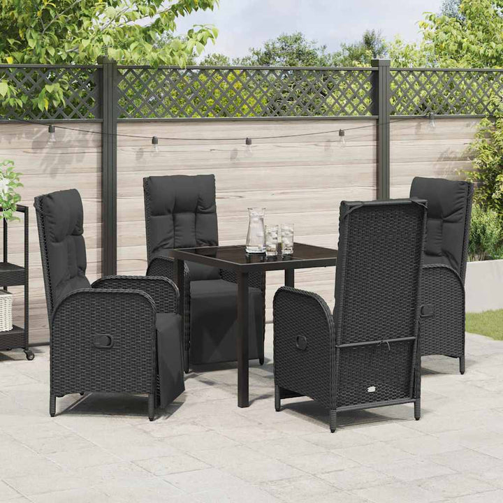 Have Spisebordssæt med pude 5 pcs Sort polyrattan