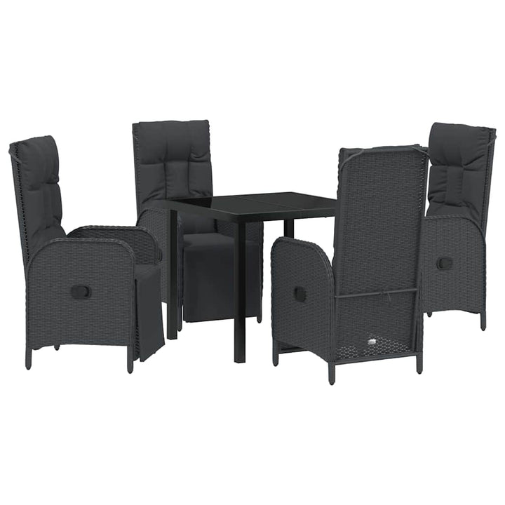Have Spisebordssæt med pude 5 pcs Sort polyrattan