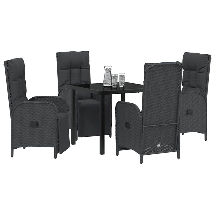 Have Spisebordssæt med pude 5 pcs Sort polyrattan