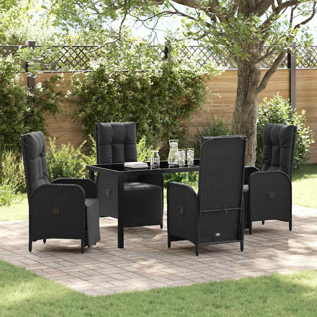 Have Spisebordssæt med pude 5 pcs Sort polyrattan