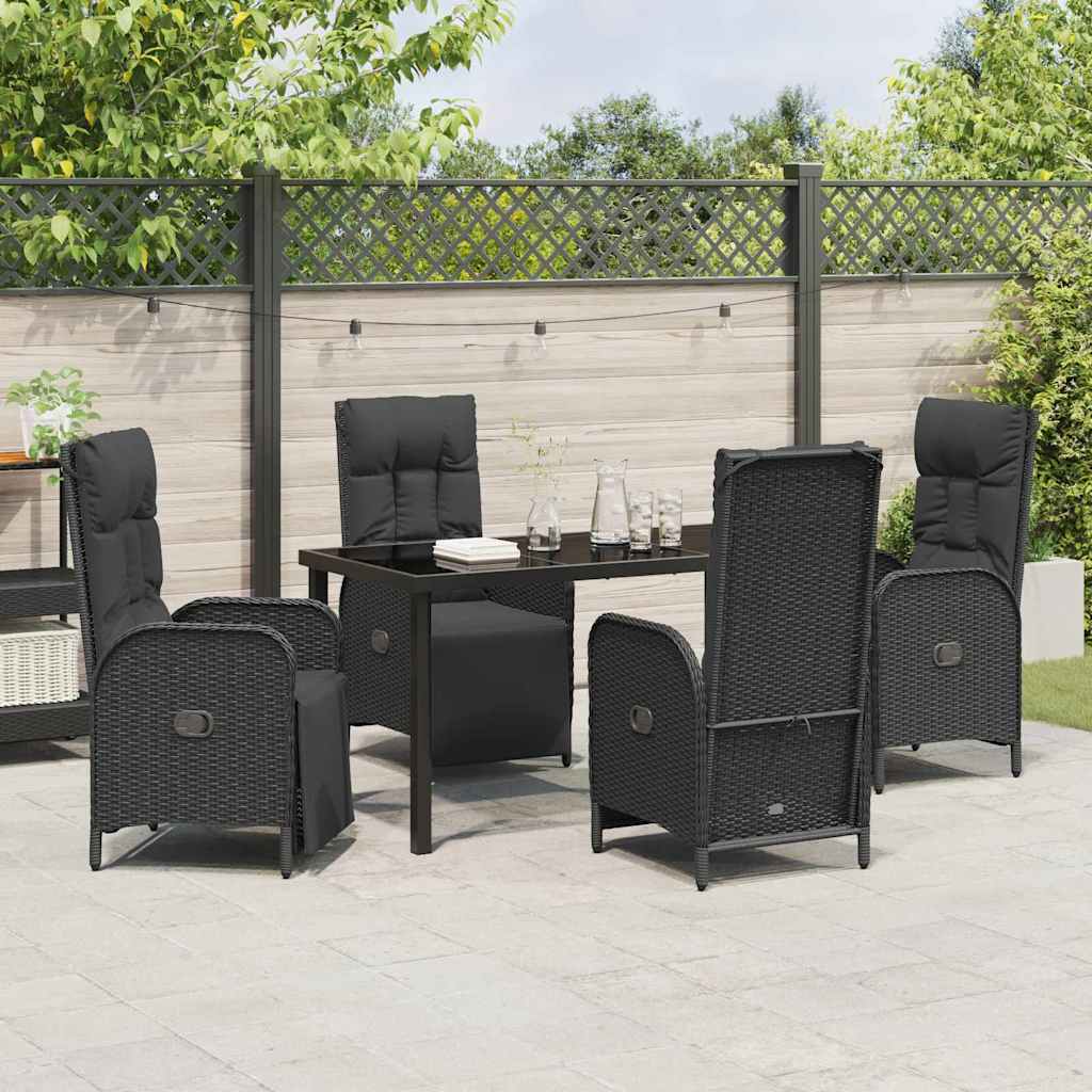 Have Spisebordssæt med pude 5 pcs Sort polyrattan