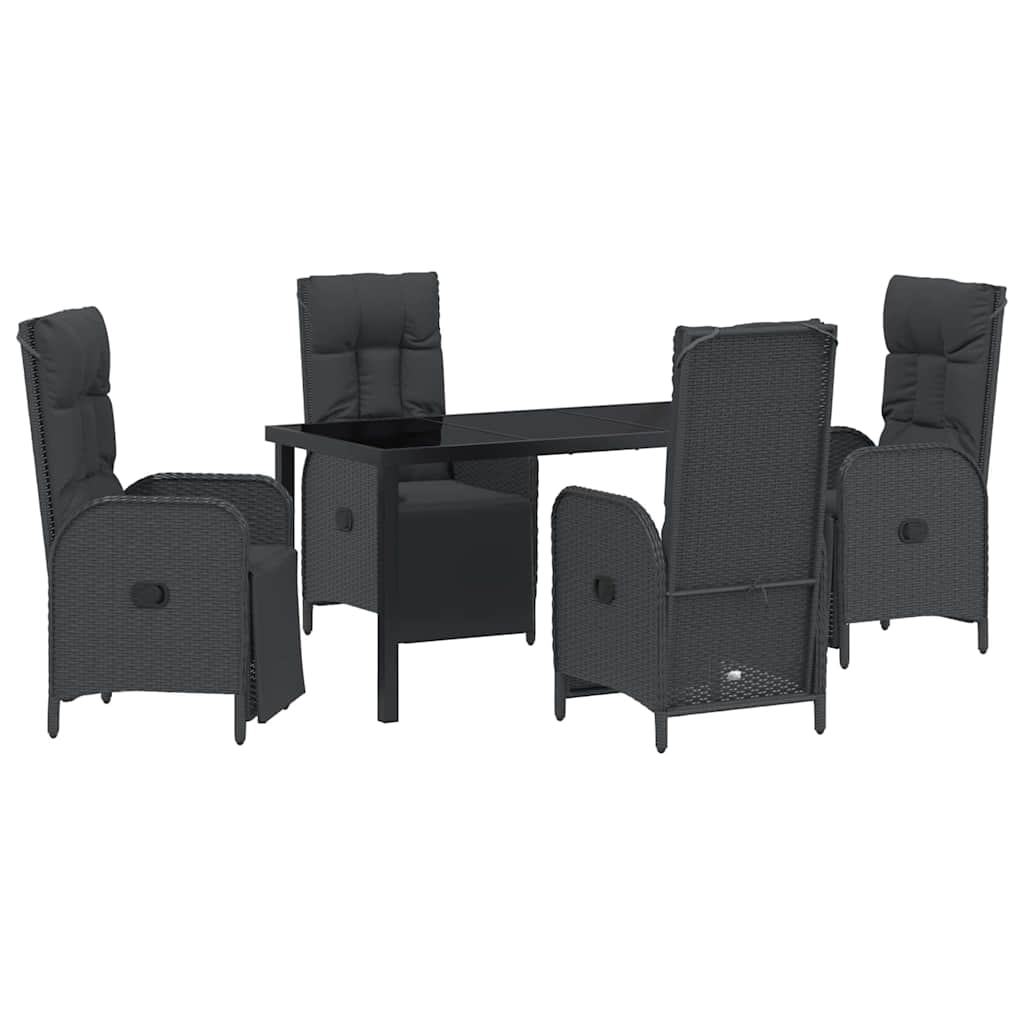Have Spisebordssæt med pude 5 pcs Sort polyrattan