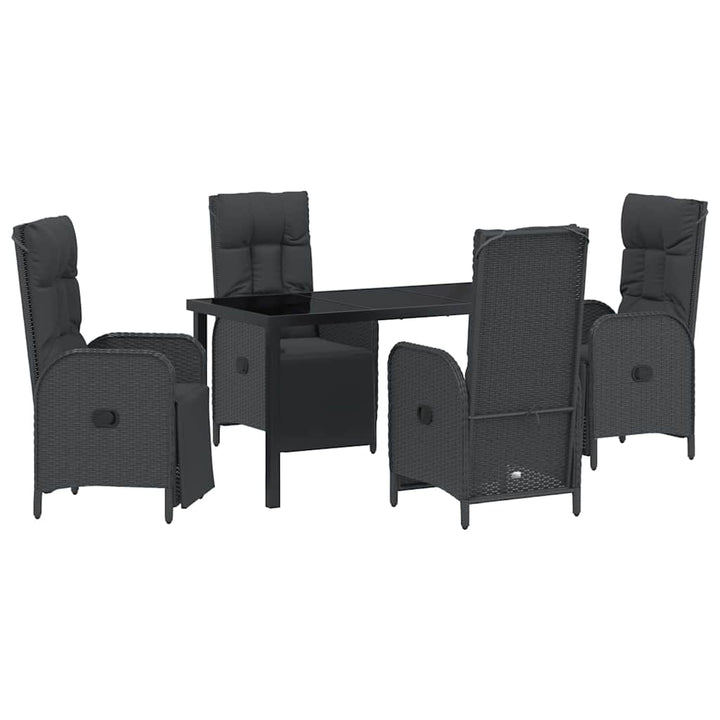 Have Spisebordssæt med pude 5 pcs Sort polyrattan