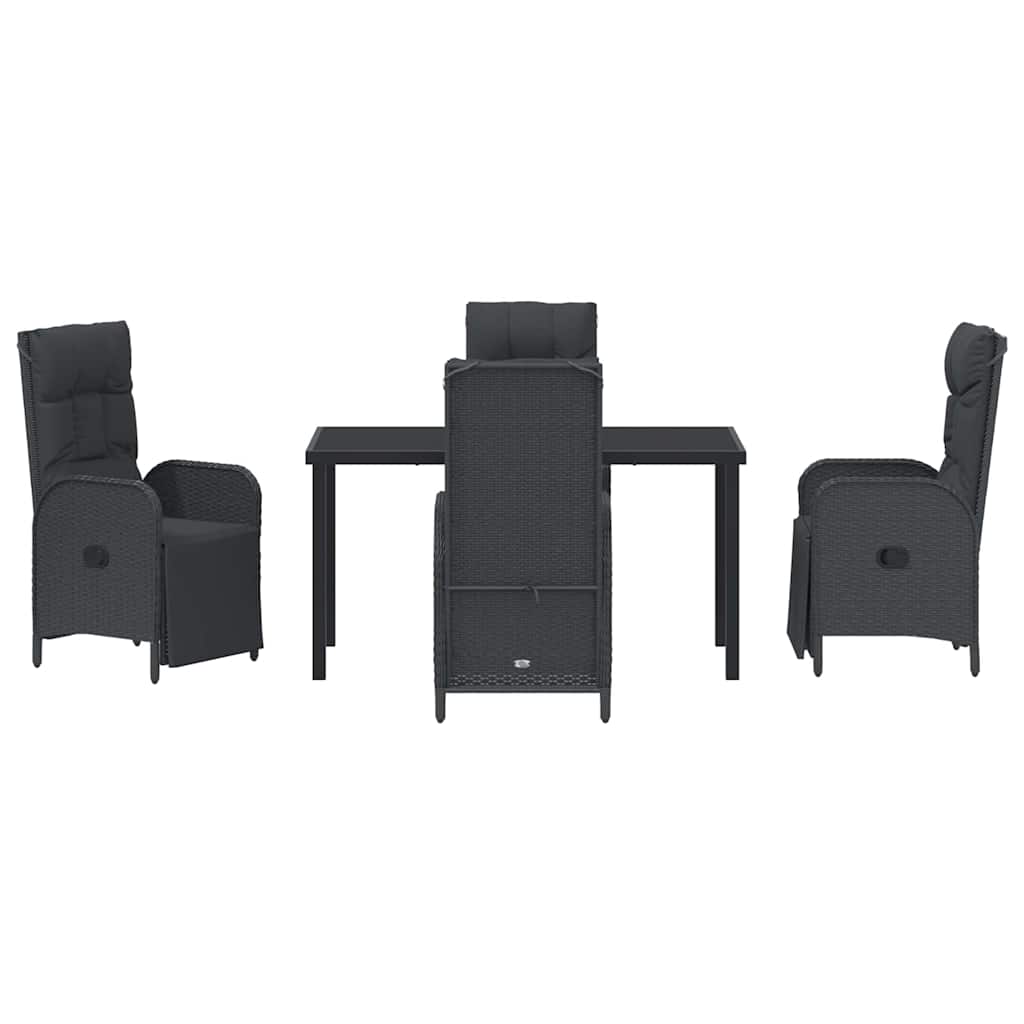 Have Spisebordssæt med pude 5 pcs Sort polyrattan
