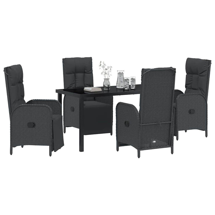 Have Spisebordssæt med pude 5 pcs Sort polyrattan