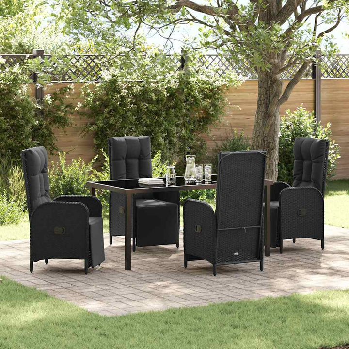 Have Spisebordssæt med pude 5 pcs Sort polyrattan