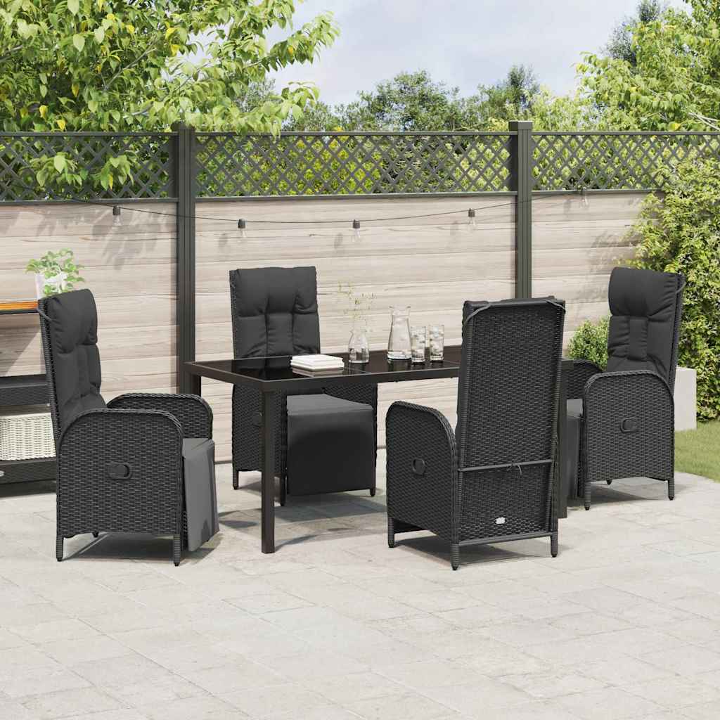 Have Spisebordssæt med pude 5 pcs Sort polyrattan