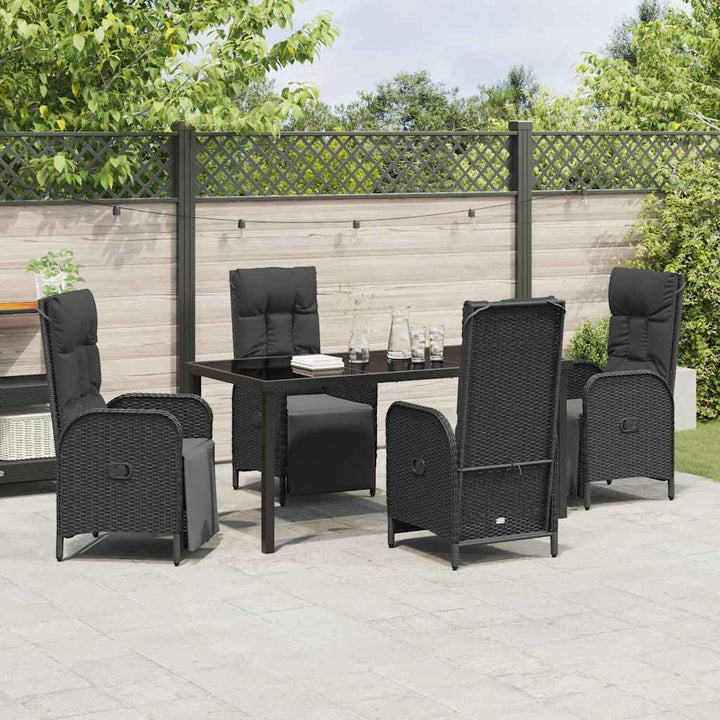 Have Spisebordssæt med pude 5 pcs Sort polyrattan